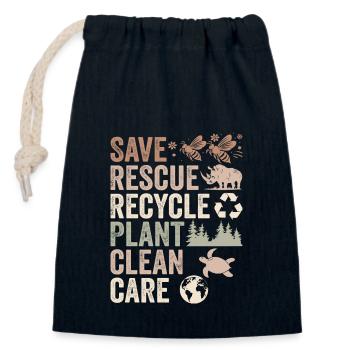 Speichern Retten Recyceln Anlage Saubere Pflege | Tag der Erde - Verschließbarer Geschenkbeutel aus Baumwolle (14x20cm) - Navy - Vorne