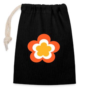 des années 70 motif de fleur - Sac cadeau en coton avec cordon (14 x 20 cm) - noir - Devant