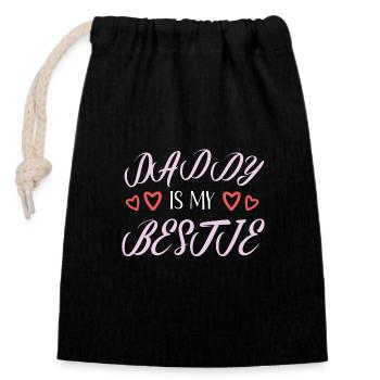Daddy is My Bestie - Closable cotton gift bag (14x20cm) - black - Front