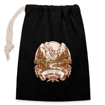 Protect our national parks - Closable cotton gift bag (14x20cm) - black - Front