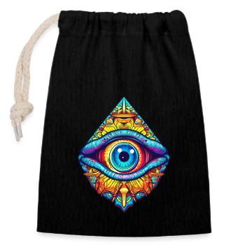 All-seeing eye protection symbol mysticism occult - Closable cotton gift bag (14x20cm) - black - Front