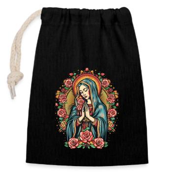 Prier Sainte Marie Roses Religion Christianisme - Sac cadeau en coton avec cordon (14 x 20 cm) - noir - Devant