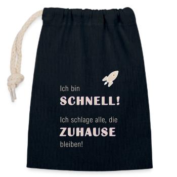 SCHNELL IST ANSICHTSSACHE - Verschließbarer Geschenkbeutel aus Baumwolle (14x20cm) - Navy - Vorne