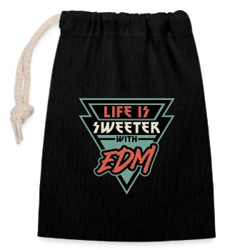 Life Is Sweeter with EDM Vibe Triangle - Closable cotton gift bag (14x20cm) - black - Front