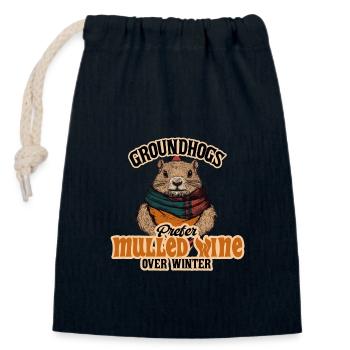 Murmeltiere bevorzugen Glühwein gegenüber Winterdesign - Verschließbarer Geschenkbeutel aus Baumwolle (14x20cm) - Navy - Vorne