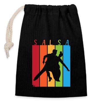 Salsa Tänzer Tänzerin - Verschließbarer Geschenkbeutel aus Baumwolle (14x20cm) - Schwarz - Vorne