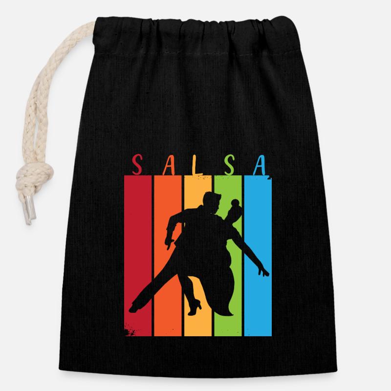 Salsa Tänzer Tänzerin - Verschließbarer Geschenkbeutel aus Baumwolle (14x20cm) - Schwarz