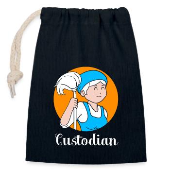 School caretaker - Closable cotton gift bag (14x20cm) - navy - Front