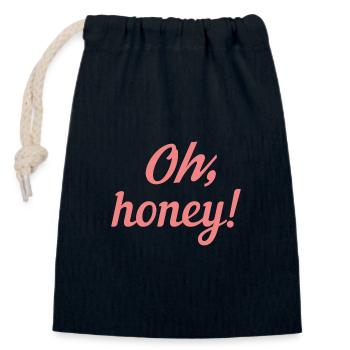 OH honey - Closable cotton gift bag (14x20cm) - navy - Front