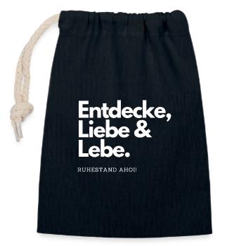 Ruhestand Ahoi, Entdecke Liebe Lebe - Verschließbarer Geschenkbeutel aus Baumwolle (14x20cm) - Navy - Vorne