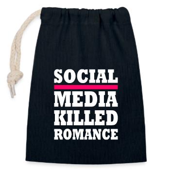 social media killed romance - Verschließbarer Geschenkbeutel aus Baumwolle (14x20cm) - Navy - Vorne