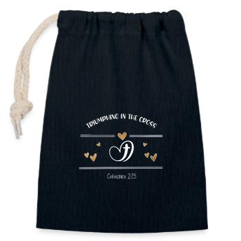 Christliches Design triumphiert am Kreuz - Verschließbarer Geschenkbeutel aus Baumwolle (14x20cm) - Navy - Vorne