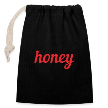 Honey - Closable cotton gift bag (14x20cm) - black - Front