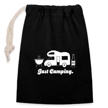 Just Camping Wohnmobil - Verschließbarer Geschenkbeutel aus Baumwolle (14x20cm) - Schwarz - Vorne