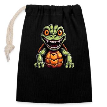 Horror Turtle: Creepy Halloween Pumpkin Grains - Closable cotton gift bag (14x20cm) - black - Front