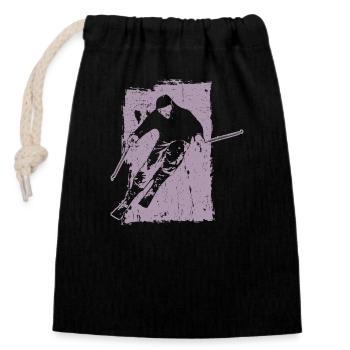 Skiing adventures in grunge style: winter magic in the - Closable cotton gift bag (14x20cm) - black - Front