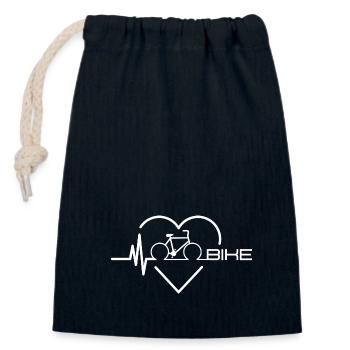 Heartbeat Bicycle Bike - Closable cotton gift bag (14x20cm) - navy - Front