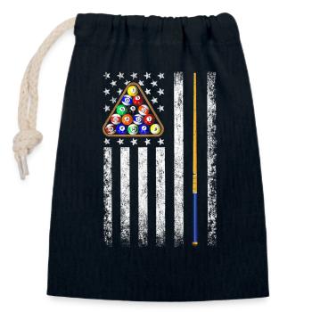 Drapeau américain Billiard Vintage - Sac cadeau en coton avec cordon (14 x 20 cm) - bleu marine - Devant