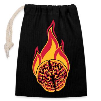 smart brain smart on fire think ko - Closable cotton gift bag (14x20cm) - black - Front