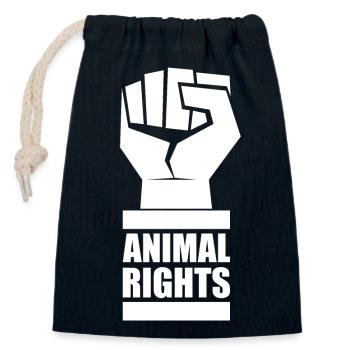 ANIMAL RIGHTS - Closable cotton gift bag (14x20cm) - navy - Front
