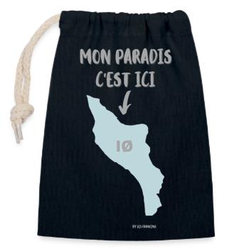 Moon paradis , serie ile d'Oléron - Sac cadeau en coton avec cordon (14 x 20 cm) - bleu marine - Devant