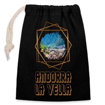 Andorra La Vella City Skyline Home Love Mountains - Closable cotton gift bag (14x20cm) - black - Front