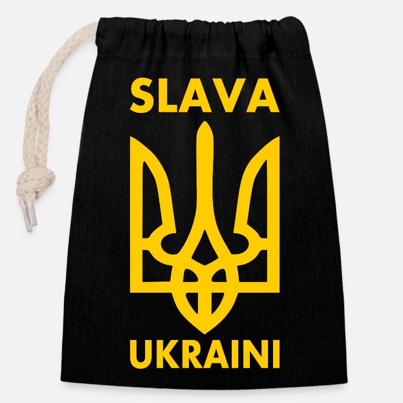 Ukraine - Closable cotton gift bag (14x20cm) - black