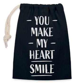 Faire sourire mon cœur - Sac cadeau en coton avec cordon (14 x 20 cm) - bleu marine - Devant