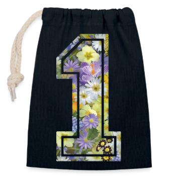 Number 1 flower, Football team, university basketball - Closable cotton gift bag (14x20cm) - navy - Front