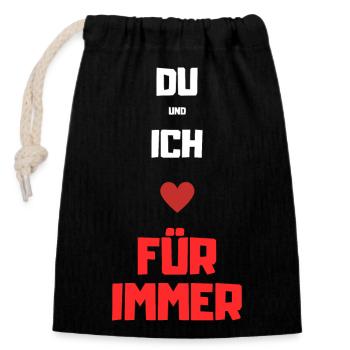 Du und Ich für Immer Grafik - Verschließbarer Geschenkbeutel aus Baumwolle (14x20cm) - Schwarz - Vorne