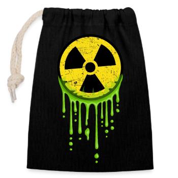 Avertissement de symbole radioactif nucléaire Green Glibber - Sac cadeau en coton avec cordon (14 x 20 cm) - noir - Devant