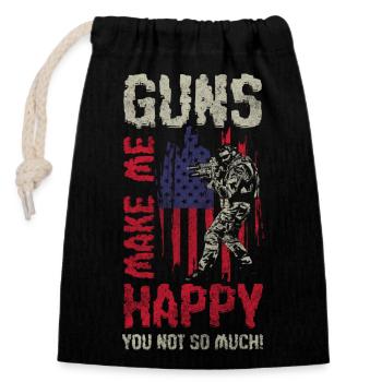 Gun Lover Violence Shot Assault Rifle - Closable cotton gift bag (14x20cm) - black - Front