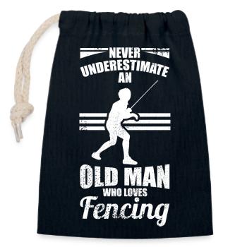 Fechtender Großvater - Verschließbarer Geschenkbeutel aus Baumwolle (14x20cm) - Navy - Vorne
