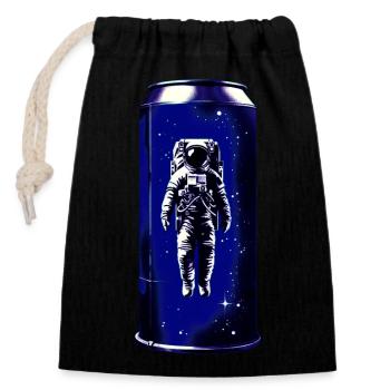 Astronaut in der Dose - Verschließbarer Geschenkbeutel aus Baumwolle (14x20cm) - Schwarz - Vorne