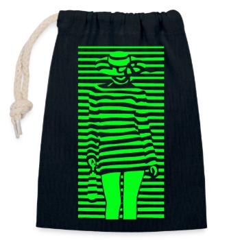 Beautiful female paint fashion colorful woman art - Closable cotton gift bag (14x20cm) - navy - Front
