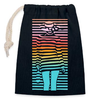 Beautiful female paint fashion colorful woman art - Closable cotton gift bag (14x20cm) - navy - Front