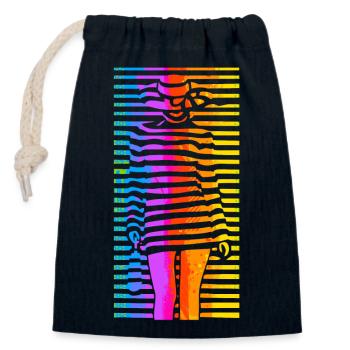 Beautiful female paint fashion colorful woman art - Closable cotton gift bag (14x20cm) - navy - Front