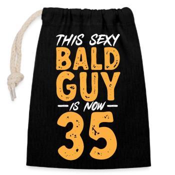 Bald Head Baldness Beard Bald Head - Closable cotton gift bag (14x20cm) - black - Front
