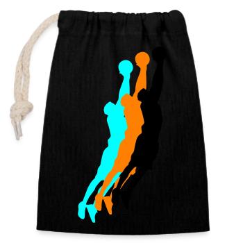 basketballer silhouette 3 - Verschließbarer Geschenkbeutel aus Baumwolle (14x20cm) - Schwarz - Vorne
