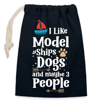 Modèle de navire Ancre de mer - Sac cadeau en coton avec cordon (14 x 20 cm) - bleu marine - Devant