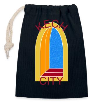 KECH CITY WINDOW 2 - Sac cadeau en coton avec cordon (14 x 20 cm) - bleu marine - Devant