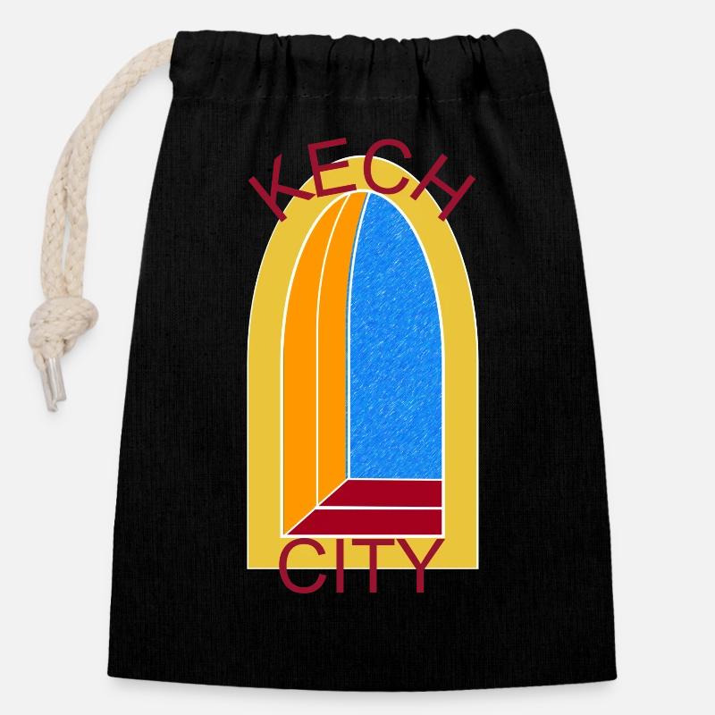KECH CITY WINDOW 2 - Sac cadeau en coton avec cordon (14 x 20 cm) - noir