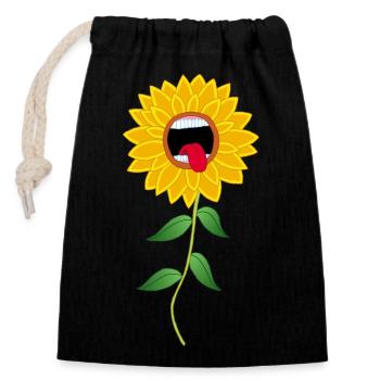 Howling Sunflower Flower - Closable cotton gift bag (14x20cm) - black - Front
