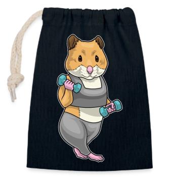 Hamster Bodybuilder Hanteln Bodybuilding - Verschließbarer Geschenkbeutel aus Baumwolle (14x20cm) - Navy - Vorne