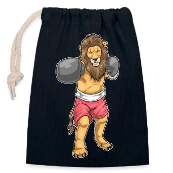 Lion Boxer Gants de Boxe Boxe - Sac cadeau en coton avec cordon (14 x 20 cm) - bleu marine - Devant