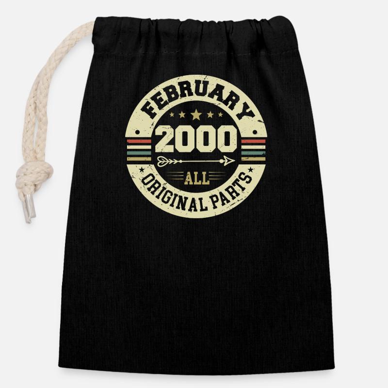 Februar 2000 Jahrgang Geburtstag Geschenk 2000 - Verschließbarer Geschenkbeutel aus Baumwolle (14x20cm) - Schwarz