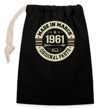 Legendary since March 1961 - Closable cotton gift bag (14x20cm) - black - Front