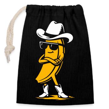 Cowboy Banana with Attitude - Closable cotton gift bag (14x20cm) - black - Front