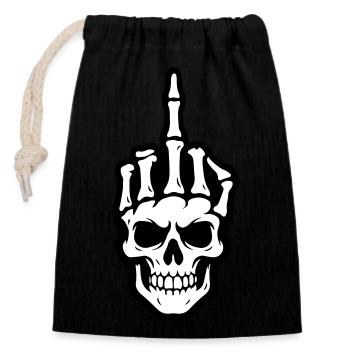 Skeleton middle finger - Closable cotton gift bag (14x20cm) - black - Front
