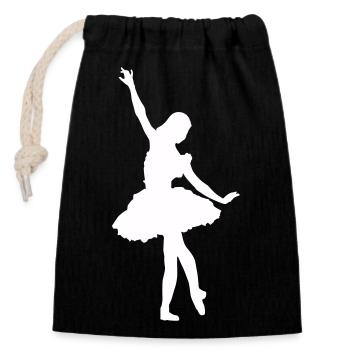 Tanzende Silhouette Ballett - Verschließbarer Geschenkbeutel aus Baumwolle (14x20cm) - Schwarz - Vorne